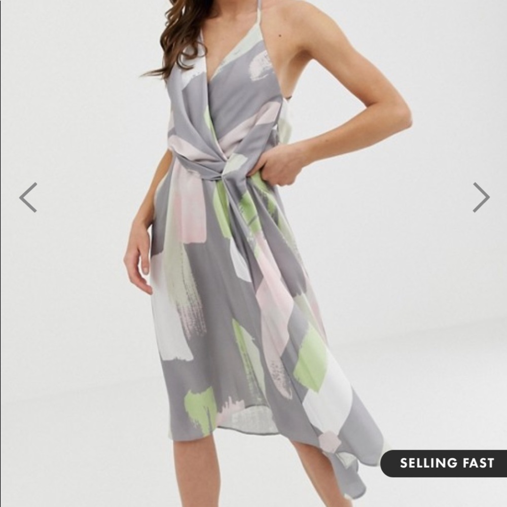 ASOS - abstract brush print drape midi dress 🎨